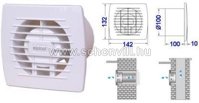 UNIVEX EOL 100B fali elszívó ventilátor, 230V 50Hz, 19W, 100m³/h Ø100mm 1.
