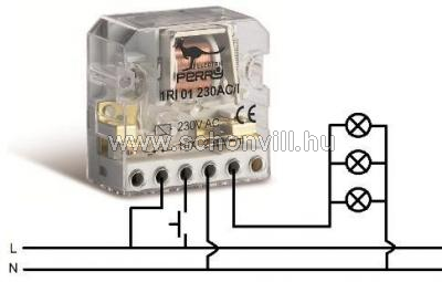 PERRY 1RI01230AC/I Impulzus relé 230VAC elektromech., kapcsoló alá építhető, 1 érintk., 2 kapcs.poz. 1.