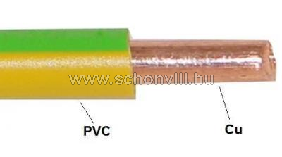 MCu 6mm² tömör rézvezeték PVC zöld/sárga H07V-U 450/750V 1.