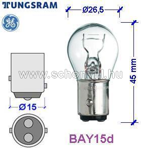 TUNGSRAM 516231 1077 E1 P21/5W 12V BAY15D TU MIH Kétfonatú fék- köd- és helyzetjelző lámpa 1.