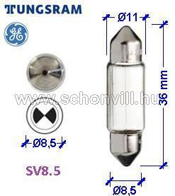 TUNGSRAM 7546 C5W 35mm 5W 12V 10/500 Hátsó helyzetj. és műszerfal lámpa SV8,5/8 1.
