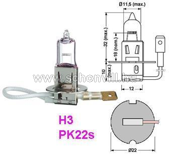 50350U 21149 H3 70W 24V 1/10/200 egyfonalú halogén fényszóró izzó PK22s 1750lm 1.