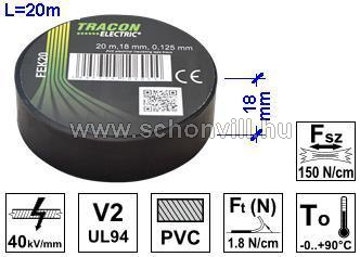 TRACON FEK20 PVC szigetelőszalag 20 m x 18mm fekete 1.