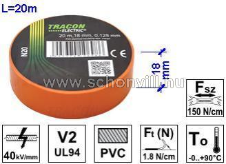 TRACON N20 PVC Szigetelőszalag 20mx19mm narancs 1.