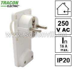 TRACON TCSDR rejthető szerelhető csatlakozódugó,lapos,fehér 1×SHUKO, 250V, max.10/16A 1.