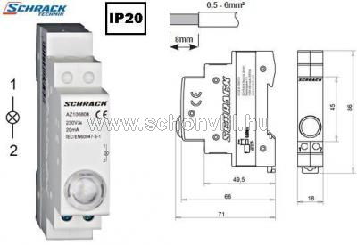 SCHRACK AZ106804 AMPARO jelzőlámpa LED-es fehér 230V AC 1.