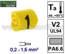 TRACON J021 Vezetékjelölő ráhúzható 0,2-1,5mm², 1-es 1.