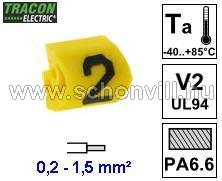TRACON J022 Vezetékjelölő ráhúzható 0,2-1,5mm² 2-es 1.
