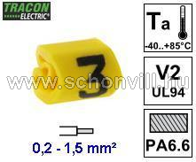 TRACON J023 Vezetékjelölő ráhúzható 0,2-1,5mm² 3-as 1.