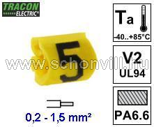 TRACON J025 Vezetékjelölő ráhúzható 0,2-1,5mm² 5-ös 1.