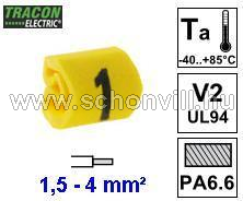 TRACON J151 Vezetékjelölő ráhúzható 1,5-4mm² 1-es 1.