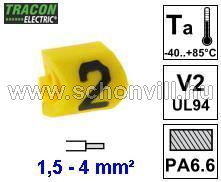 TRACON J152 Vezetékjelölő ráhúzható 1,5-4mm² 2-es 1.