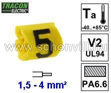 TRACON J155 Vezetékjelölő ráhúzható 1,5-4mm² 5-ös 1.