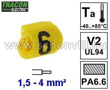 TRACON J156 Vezetékjelölő ráhúzható 1,5-4mm² 6-os 1.
