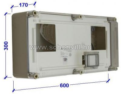 CSP 36020000 PVT 3060 2x1 FM szekrény 2db egyfázisú fogyasztásmérőhöz 600x300x170mm IP65 1.