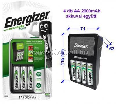 ENERGIZER MAXI accu-töltő + 4db AA 2000mAh akkuval 1.