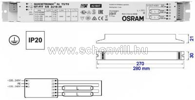 OSRAM 873903 QT-FIT5/8 2x18-39 220-240V előtét 2x18-39W fénycsőhöz univerzális, nem szabályozható 1.
