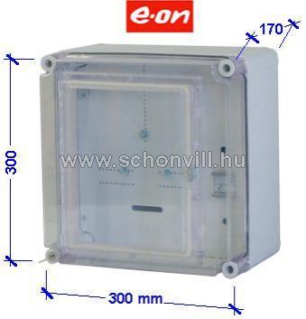 Csatári PVT EON 3030-1Fm-AM egyfázisú fogyasztásmérő szekrény EM ablak, kulcsos zárral, alsó maszk 1.