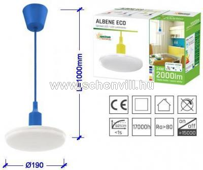 SPECTRUM SLI044005_BLUE 24W-os kék függeszthető LED lámpa, 230V 2000lm WW 3000°K IP20 Ø190x1000mm 1.