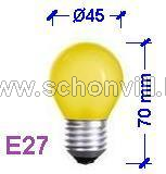 SPECTRUM 11050 230V 25W, E27, sárga gömb izzó, mérete: 45x72,5mm; 1.