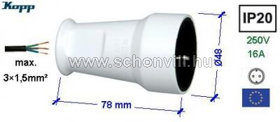 KOPP 182702004 PVC lengőcsatlakozó fehér 250V 16A max. 3x1,5mm² 1.
