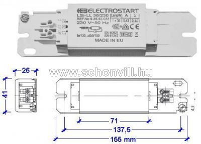 ELECTROSTART LSI LL 36W/230V/50Hz fénycsőelötét vasmagos 1.