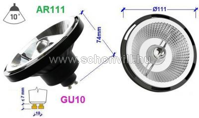 SPECTRUM 14144 AR111 LED fényforrás 230V 15W GU10 890lm NW (semleges fehér) 17000h Ø111x74mm 1.