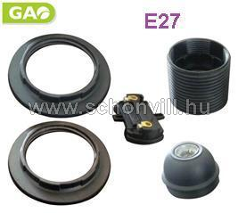 GAO 0718H Foglalat E27 menetes müanyag gyűrűvel, fekete 1.
