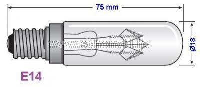 WB 241050 képvilágító csőbúrás izzó T18 230V 25W E14 Ø18x75mm 2000h 14.20.85.658 1.