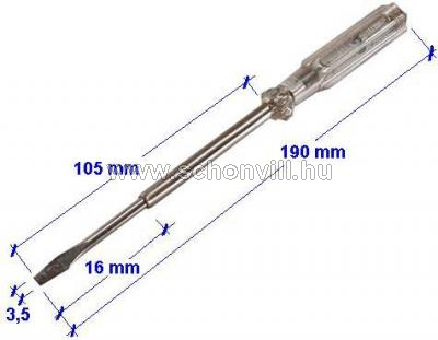 EXTOL 5105 fáziskereső ceruza, lapos csavarhúzó funkcióval, L=190mm 1.