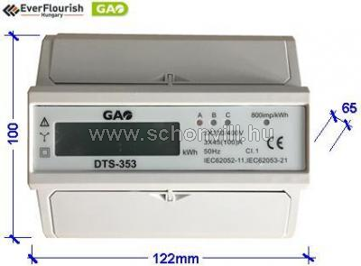 GAO 5257H Fogyasztásmérő 3f. 3x230V AC, DIN digitális 100A 1.