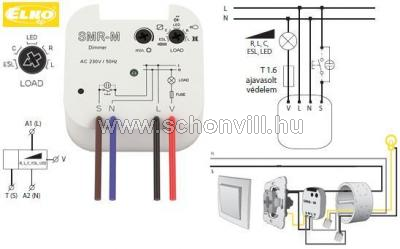 ELKO-EP SMR-M Fényerőszabályozó dimmer dobozba süllyeszthető, kompaktfénycsőhöz és LED-hez 1.