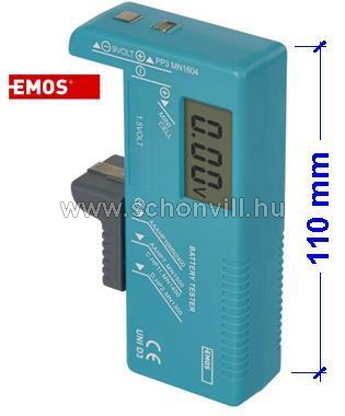 EMOS N0322 Uni LCD kijelzős elemteszter 1.