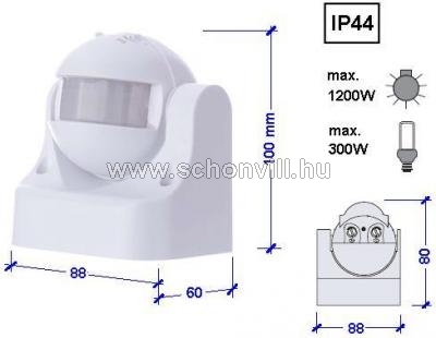EMOS G1120 Mozgásérzékelő fehér (PIR) max. 1200W lámpák kapcsolásához (LX39) 1.
