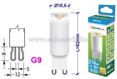 SPECTRUM 13064 LED-es fényf. 230V 3W G9 210lm CW (hideg fehér) 25000h Ø23x63mm, SMD5050 LED 1.