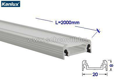 KANLUX 26542 PROFILO D alumínium profil LED szalagokhoz, 20x8x2000mm 1.