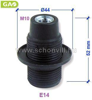 GAO 0704H műanyag foglalat E14, menetes műanyag leszorító gyűrűvel 1.