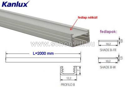 KANLUX 26540 PROFILO B alumínium profil LED szalagokhoz 12,2x7mm L=2000mm/szál 1.