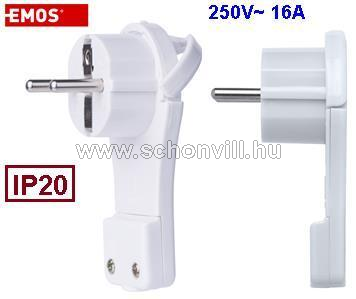 EMOS P0066 extra lapos dugvilla 250V~ 16A 90° IP20 fehér 1.